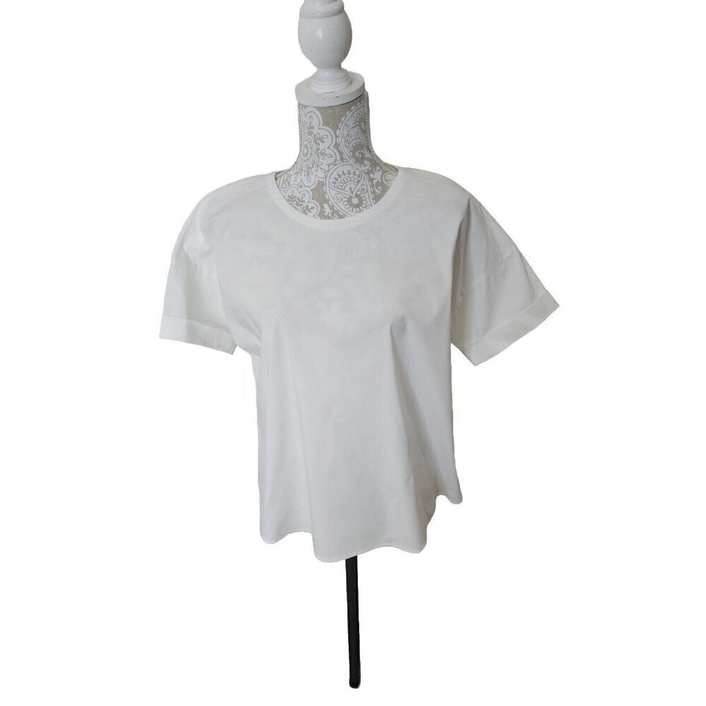 J. Jill Top White Shirt Collection Cuffed Short Sleeve Oversized Women's XS